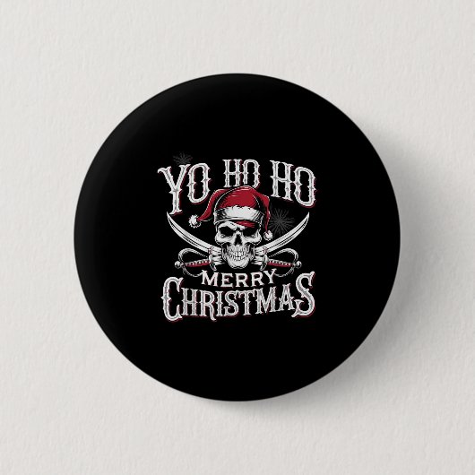Holiday Pirate Yo Ho Ho Merry Christmas Santa Hat Button (Vorderseite)