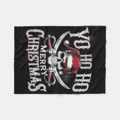 Holiday Pirate Yo Ho Ho Merry Christmas Santa Hat Fleecedecke (Vorderseite (Horizontal))