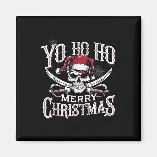 Holiday Pirate Yo Ho Ho Merry Christmas Santa Hat  Magnet (Vorne)