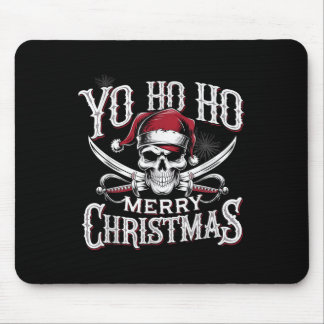 Holiday Pirate Yo Ho Ho Merry Christmas Santa Hat  Mousepad
