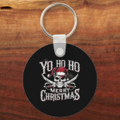 Holiday Pirate Yo Ho Ho Merry Christmas Santa Hat Schlüsselanhänger (Vorderseite)