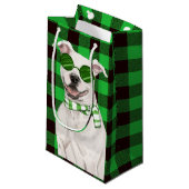 Holiday Pit Bull und Green Karierte Weihnachten Kleine Geschenktüte (Vorderseite Schrägansicht)