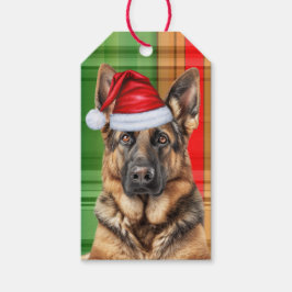 Holiday Plaid and German Shepherd Dog Christmas Geschenkanhänger