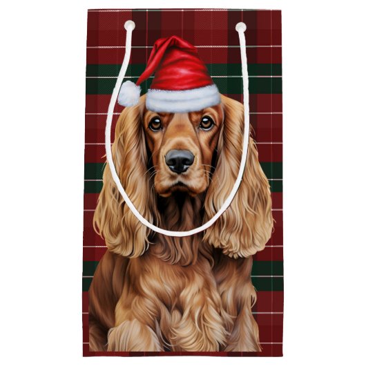 Holiday Plaid Cocker Spaniel Christmas Dog  Kleine Geschenktüte (Vorderseite)