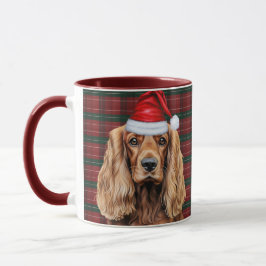 Holiday Plaid Cocker Spaniel Christmas Santa Dog Tasse