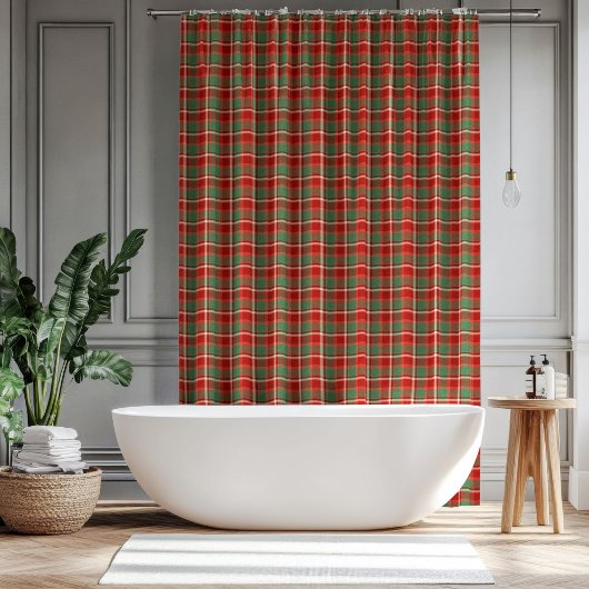 Holiday Plaid Curtain Classic Gift for Bathroom Duschvorhang