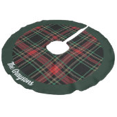 Holiday Plaid Personalized Christmas Tree Skirt Leinenimitat Weihnachtsbaumdecke (Schrägansicht)