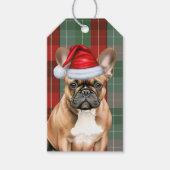 Holiday Plaid with a French Bulldog Christmas Geschenkanhänger (Vorderseite)