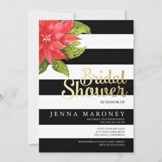 Holiday & Poinsetta Bridal Dusche Einladung (Vorderseite)