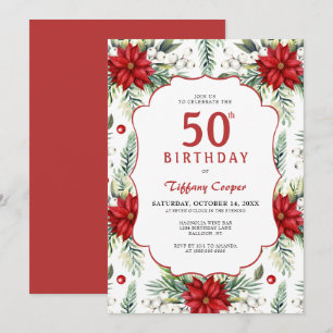 Holiday Poinsettia 50. Geburtstag Einladung