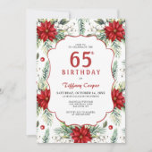 Holiday Poinsettia 65. Geburtstag Einladung (Vorderseite)