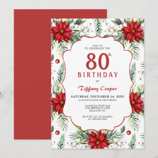Holiday Poinsettia 80. Geburtstag Einladung