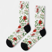Holiday Poinsettia Christmas Ppattern Socken (Linkes Detail)
