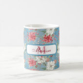 Holiday Poinsettia Floral Tasse Blue Personalisier (Mittel)