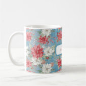 Holiday Poinsettia Floral Tasse Blue Personalisier (Links)