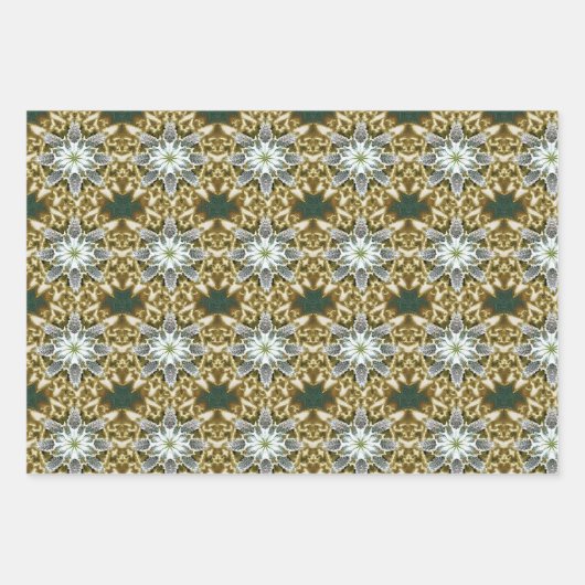 Holiday Poinsettia Fraktal Pattern Geschenkpapier Set (Vorderseite 2)