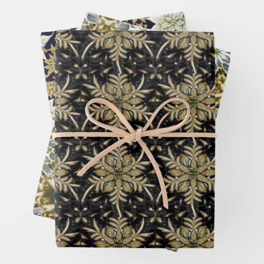 Holiday Poinsettia Fraktal Pattern Geschenkpapier Set (Beispiel)