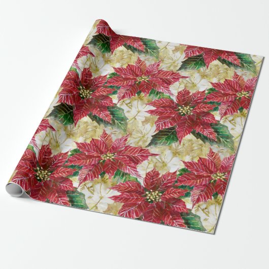 Holiday Poinsettia Geschenkpapier (Ungerollt)