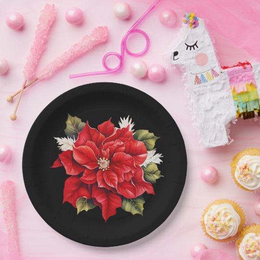 Holiday Poinsettia Pappteller (Party)