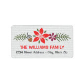 Holiday Poinsettia Rücksendeadresse Rot und Grau Adressaufkleber (Vorne)