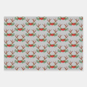 Holiday Poinsettia und Antler Geschenkpapier Set (Vorderseite 3)