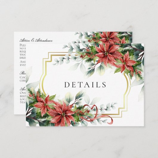 Holiday Poinsettia Wedding Details - Eintrittskart Begleitkarte (Vorne/Hinten)
