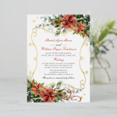 Holiday Poinsettia Wedding Folieneinladung (Stehend vorne)