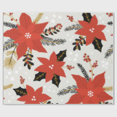 Holiday Poinsettias Wrapping Paper Geschenkpapier (Flach)