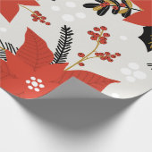 Holiday Poinsettias Wrapping Paper Geschenkpapier (Ecke)