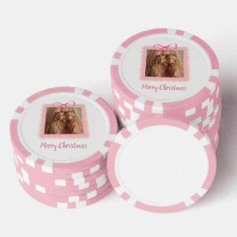 Holiday Poker Chip – Family Photo with Pink Bow