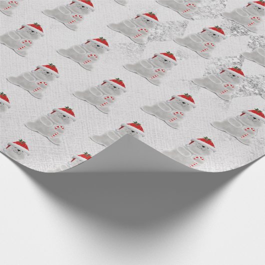 Holiday Polar Bear On Silver Geschenkpapier (Ecke)