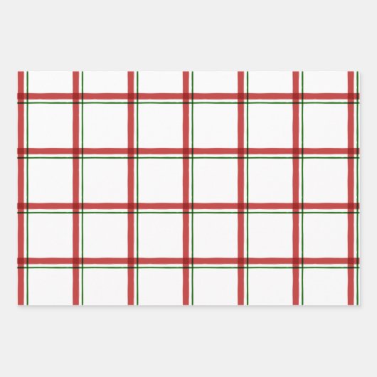 Holiday polka dot und karierte Muster rot grün Geschenkpapier Set (Vorderseite 2)