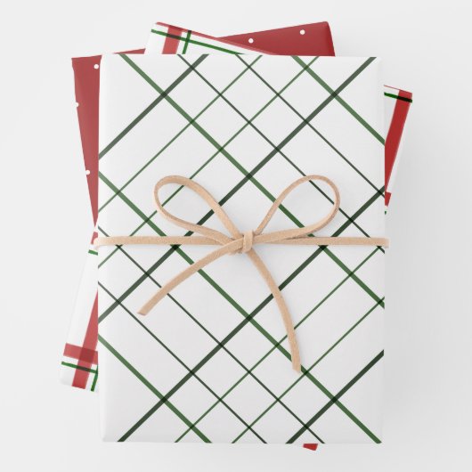 Holiday polka dot und karierte Muster rot grün Geschenkpapier Set (Beispiel)
