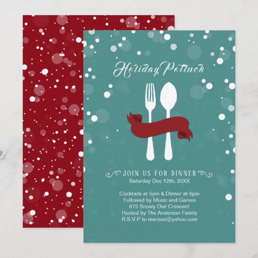 Holiday Potluck Dinner Einladung (Vorne/Hinten)