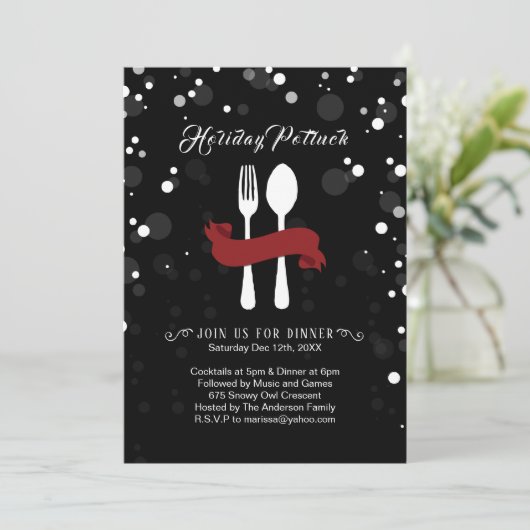Holiday Potluck Dinner Einladung (Stehend Vorderseite)