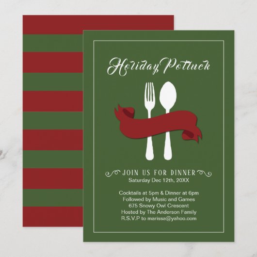 Holiday Potluck Dinner Invitation Einladung (Vorne/Hinten)