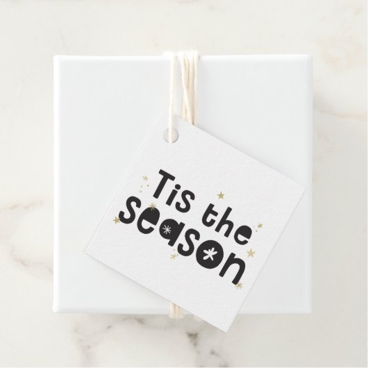 HOLIDAY PRESENT zitieren ist die Saison schwarzes Geschenkanhänger (Beispiel)