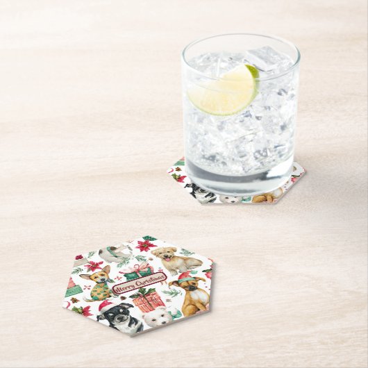 Holiday Puppy Design Watercolor Paper Coaster Untersetzer (Vor Ort)