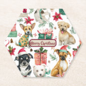 Holiday Puppy Design Watercolor Paper Coaster Untersetzer (Vorderseite)