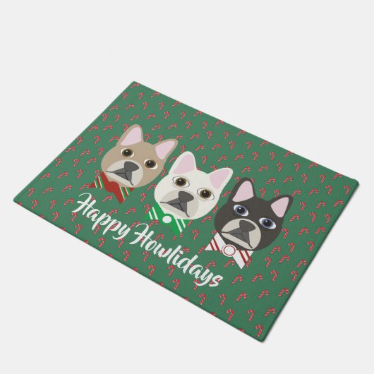 Holiday Pups Candy Cane Fußmatte (Schrägansicht)