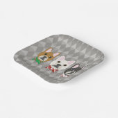 Holiday Pups Gray Diamond Pappteller (Gewinkelt)