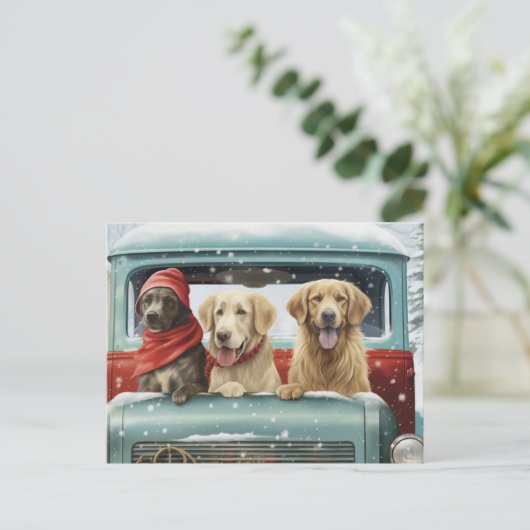 Holiday Pups Postkarte (Stehend Vorderseite)