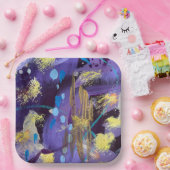 Holiday Purple, Blue, and Gold Abstract Art Pappteller (Party)