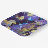 Holiday Purple, Blue, and Gold Abstract Art Pappteller (Gewinkelt)