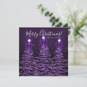Holiday Purple Christmas Trees Greeting Feiertagskarte (Stehend Vorderseite)