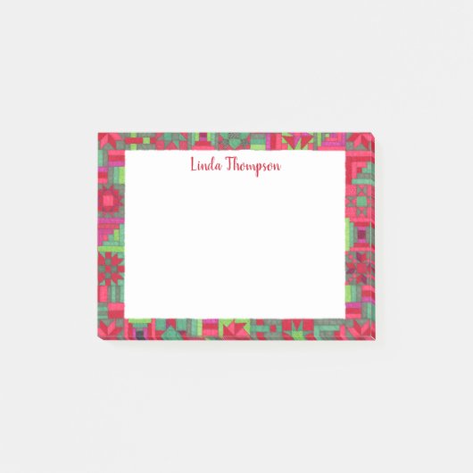 Holiday Quilt Personalisiert Post-it Klebezettel (Vorderseite)