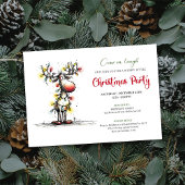 Holiday quirky reindeer Christmas party invite Einladung