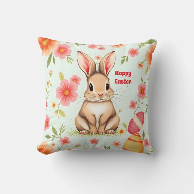 Holiday Rabbit Oster Moderne Sammlung Kissen (Vorderseite)
