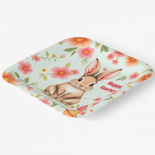 Holiday Rabbit Oster Moderne Sammlung Pappteller (Gewinkelt)