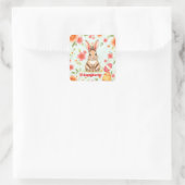 Holiday Rabbit Oster Moderne Sammlung Quadratischer Aufkleber (Tasche)